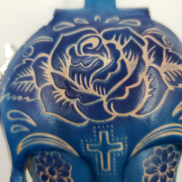 Sugar Skull Leather Wristlet Wallet Gift Small Pouch Keychain Day of the Dead - Picture 4 of 13